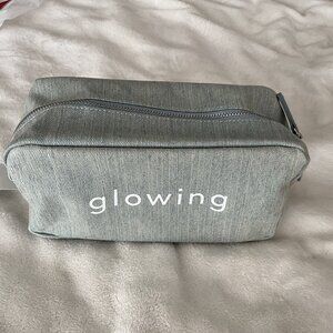 BARNEYS NEW YORK "GLOWING" TOILETRY SHAVING BLUE CANVAS DENIM BAG DOPP KIT NWT